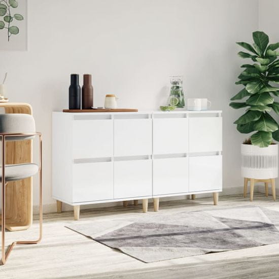 Vidaxl Komoda 2 kosi visok sijaj bela 60x35x70 cm inženirski les