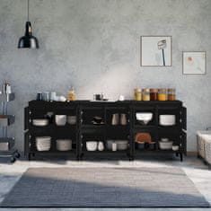 Vidaxl Komoda 3 kosa črna 60x35x70 cm inženirski les