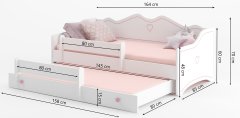 nabbi Otroška postelja z dodatnim ležiščem in vzmetnico Elisa II 80x160 cm - bela/siva
