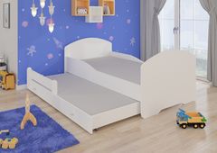nabbi Otroška postelja z dodatnim ležiščem in vzmetnico Playa II 80x160 cm - bela