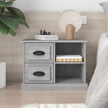 Vidaxl vidaXL Nočna omarica, siva, hrast sonoma, 60x35,5x45 cm