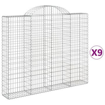 Vidaxl Obokane gabion košare 9 kosa 200x30x160/180 cm pocinkano železo