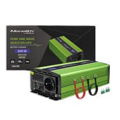 Qoltec Monolith pretvornik napetosti | polnjenje baterij | UPS | 300 W | 600 W | 12 V do 230 V | Pure Sinus