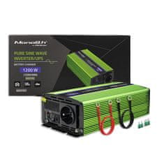 Qoltec Monolith pretvornik napetosti | polnjenje baterij | UPS | 600 W | 1200 W | 12 V do 230 V | čisti sinus