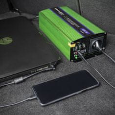 Qoltec Monolith pretvornik napetosti | polnjenje baterij | UPS | 300 W | 600 W | 12 V do 230 V | Pure Sinus