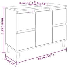 Vidaxl Omarica za umivalnik visok sijaj bela 80x33x60cm inženirski les