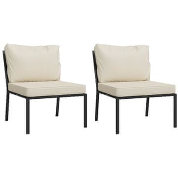 Vidaxl Vrtni stoli s peščenimi blazinami 2 kosa 60x74x79 cm jeklo