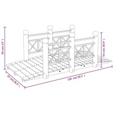 Vidaxl Vrtni most z ograjami 150x67x56 cm trdna smrekovina