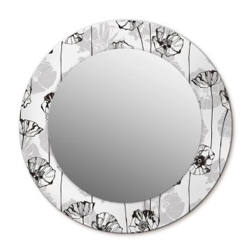 tulup.si Okroglo stensko okrasno ogledalo Maki cvetje