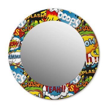 tulup.si Okroglo stensko okrasno ogledalo Vzorec stripa