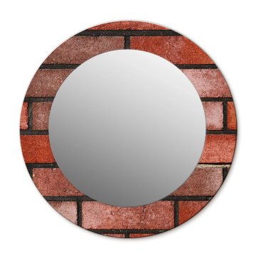 tulup.si Okroglo stensko okrasno ogledalo Rdeča opeka