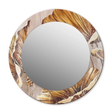 tulup.si Okroglo stensko okrasno ogledalo Zlati listi