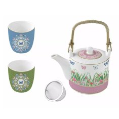 Easy Life Čajnik 600ml+ 2 kozarca 160ml Spring Parade / porcelan