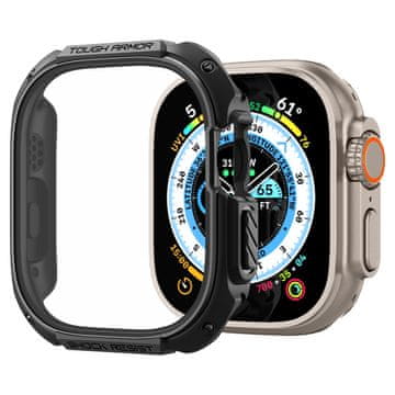 Spigen Zaščitni pokrov za pametno uro Tough Armor, črn, Apple Watch Ultra 49 mm
