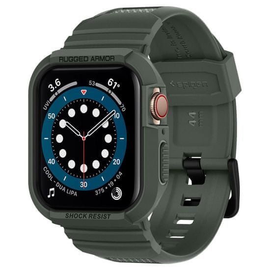 Spigen Zaščitni pokrov za pametno uro Rugged Armor Pro, zelen, za Apple Watch 8/7 (45 mm)/SE 2022/6/SE/5/4 (44 mm)