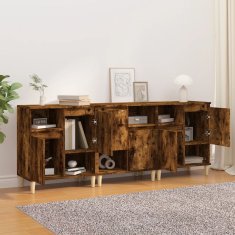 Vidaxl Komoda 3 kosa dimljeni hrast 60x35x70 cm inženirski les