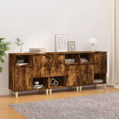 Vidaxl Komoda 3 kosa dimljeni hrast 60x35x70 cm inženirski les