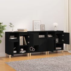 Vidaxl Komoda 3 kosa črna 60x35x70 cm inženirski les