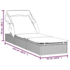 Vidaxl Vrtni ležalnik z zložljivo streho rjav 213x63x97cm poliratan
