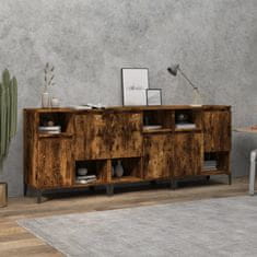 Vidaxl Komoda 3 kosa dimljeni hrast 60x35x70 cm inženirski les