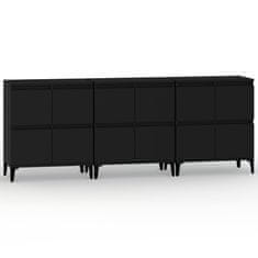 Vidaxl Komoda 3 kosa črna 60x35x70 cm inženirski les