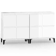 Vidaxl Komoda 2 kosi visok sijaj bela 60x35x70 cm inženirski les