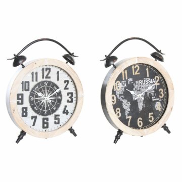 DKD Home Decor Namizna ura DKD Home Decor 41 x 6,5 x 52,5 cm Kristal Naravna Črna Bela Železo Vintage MDF Les (2 enoti)