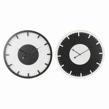 DKD Home Decor Stenska ura DKD Home Decor 50 x 3,5 x 50 cm Črna Bela Vintage MDF Wood (2 enote)