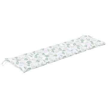 Vidaxl Blazina za vrtno klop vzorec listov 180x50x7 cm oxford tkanina