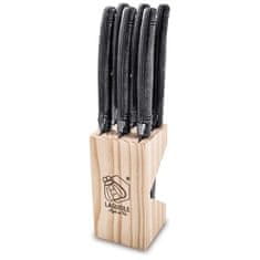Forged Laguiole PREMIUM LINE Set nožev za zrezke s stojalom - Black Stonewash (6 kom)