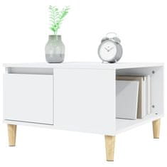 Vidaxl Klubska mizica bela 55x55x36,5 cm inženirski les