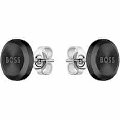 Hugo Boss Minimalistični črni uhani Yann 1580476