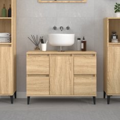 Vidaxl Omarica za umivalnik sonoma hrast 80x33x60 cm inženirski les