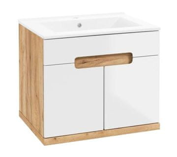 shumee Kopalniška omarica z umivalnikom 60 cm, viseča, hrastov les, Ronda, NOVO