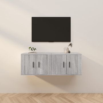 Vidaxl vidaXL Stenske TV omarice, 2 kosa, siva sonoma hrastova barva, 57x34,5x40 cm