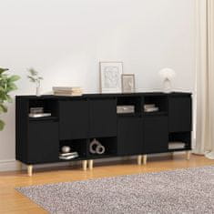 Vidaxl Komoda 3 kosa črna 60x35x70 cm inženirski les
