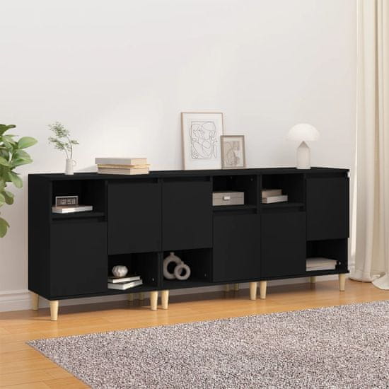 Vidaxl Komoda 3 kosa črna 60x35x70 cm inženirski les