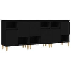 Vidaxl Komoda 3 kosa črna 60x35x70 cm inženirski les
