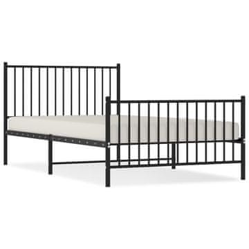 Vidaxl Kovinski posteljni okvir z vzglavjem in vznožjem črn 107x203 cm