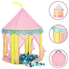 Vidaxl Otroški šotor za igranje z 250 žogicami roza 100x100x127 cm