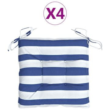 Vidaxl Blazina za stol 4 kosi modro bele črte 50x50x7 cm oxford