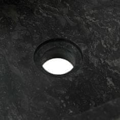 Vidaxl Kopalniška omarica z umivalnikoma iz črnega marmorja