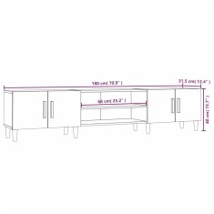 Vidaxl TV omarica bela 180x31,5x40 cm inženirski les