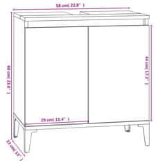 Vidaxl Omarica za umivalnik dimljen hrast 58x33x60 cm inženirski les