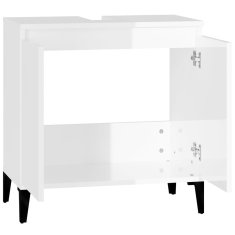 Vidaxl Omarica za umivalnik visok sijaj bela 58x33x60cm inženirski les