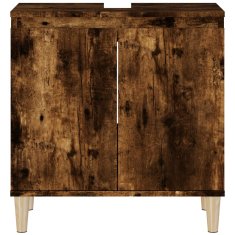Vidaxl Omarica za umivalnik dimljen hrast 58x33x60 cm inženirski les