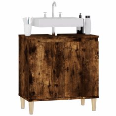 Vidaxl Omarica za umivalnik dimljen hrast 58x33x60 cm inženirski les