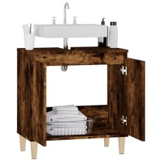 Vidaxl Omarica za umivalnik dimljen hrast 58x33x60 cm inženirski les
