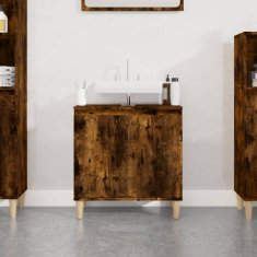 Vidaxl Omarica za umivalnik dimljen hrast 58x33x60 cm inženirski les