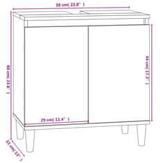 Vidaxl Omarica za umivalnik visok sijaj bela 58x33x60cm inženirski les